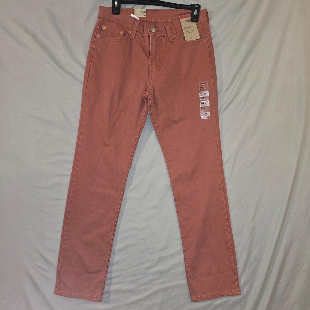 Levi's 511 Slim Jeans 30x30 Mens Salmon Pink Stretch Denim Pants